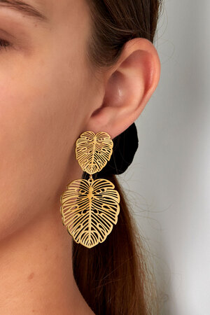 Earrings leaf & leaf - gold Stainless Steel h5 Picture3
